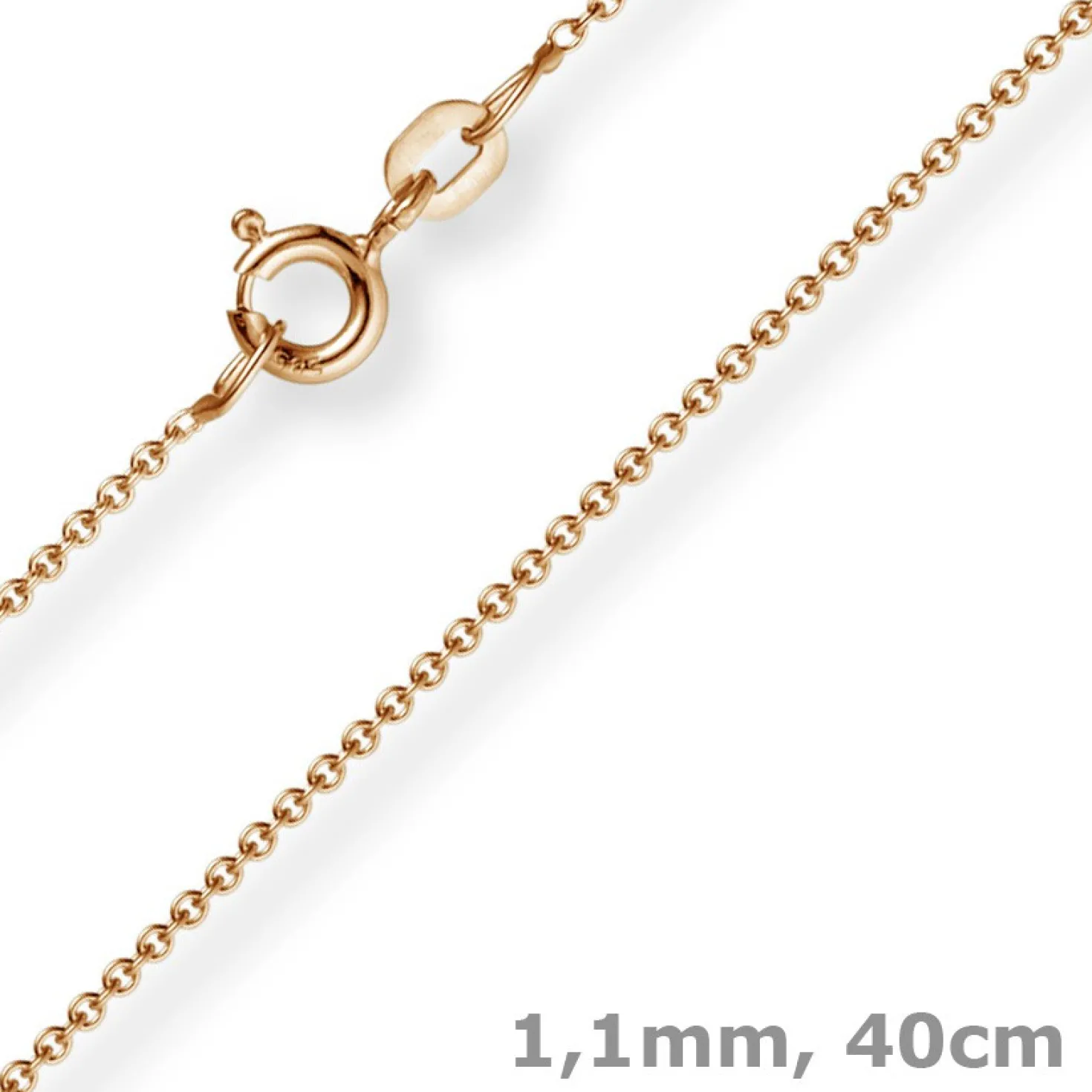 1,1mm Rund-Ankerkette 750 Gold Rotgold Kette Collier Halskette, 40cm