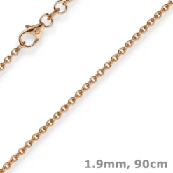 1,9mm Rund-Ankerkette 750 Gold Rotgold Kette Collier Halskette, 90cm