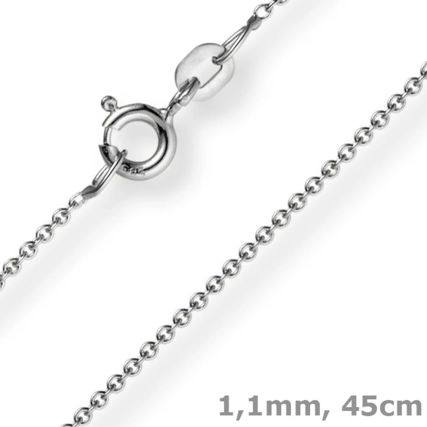 1,1mm Rund-Ankerkette 585 Gold Weißgold Kette Collier Halskette, 45cm
