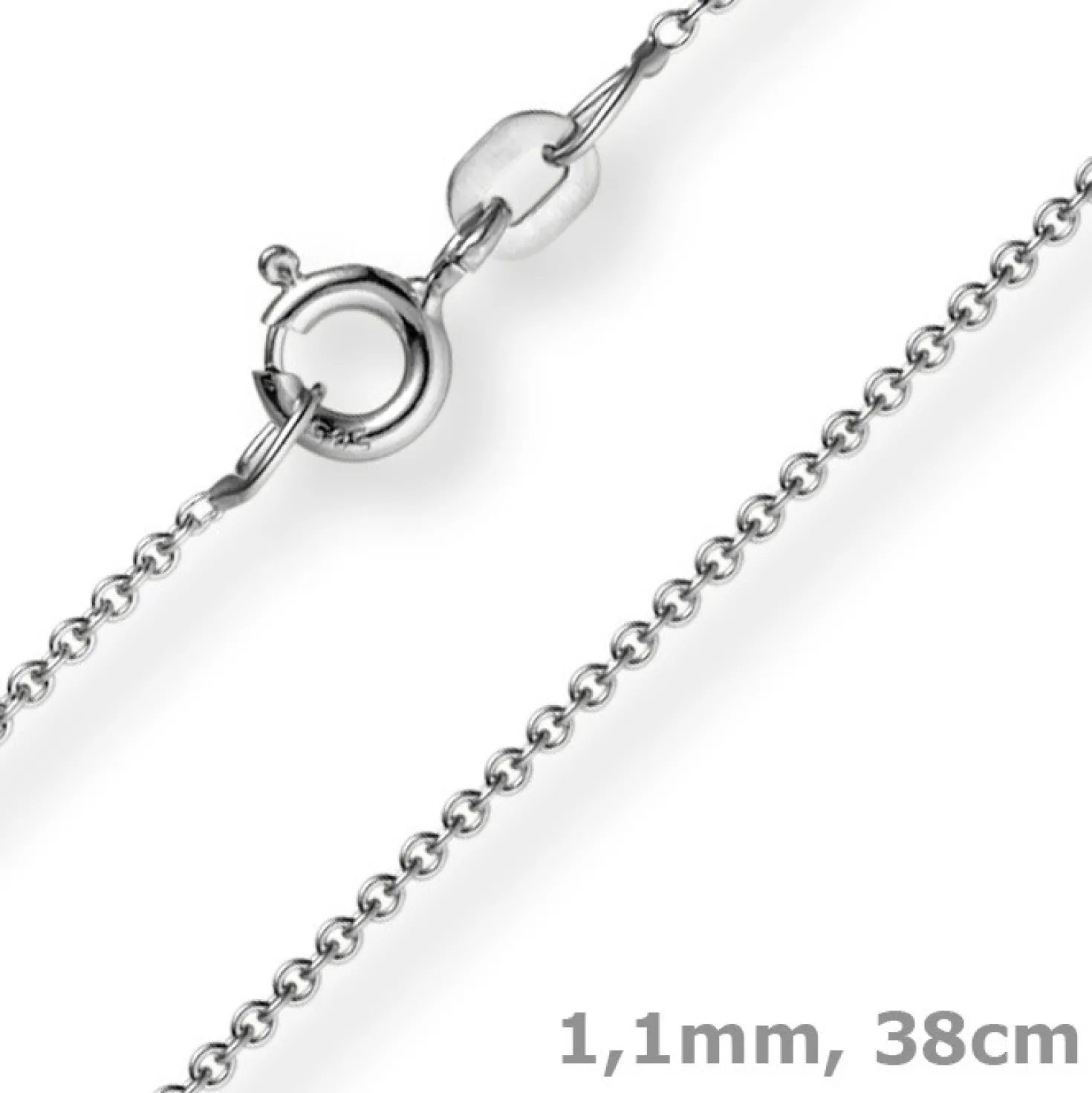 1,1mm Rund-Ankerkette 585 Gold Weißgold Kette Collier Halskette, 38cm