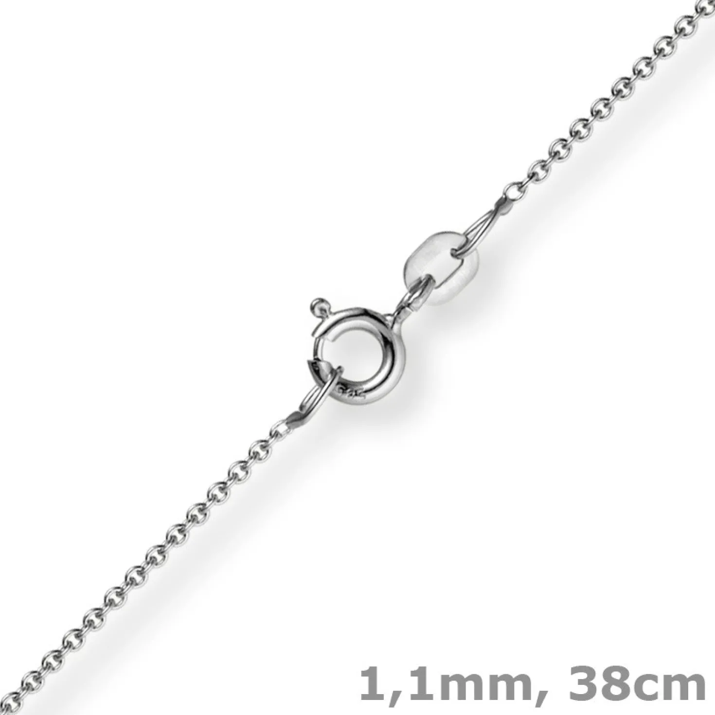 1,1mm Rund-Ankerkette 585 Gold Weißgold Kette Collier Halskette, 38cm