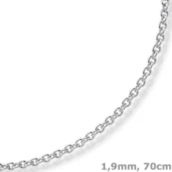 1,9mm Rund-Ankerkette 750 Gold Weißgold Kette Collier Halskette, 70cm