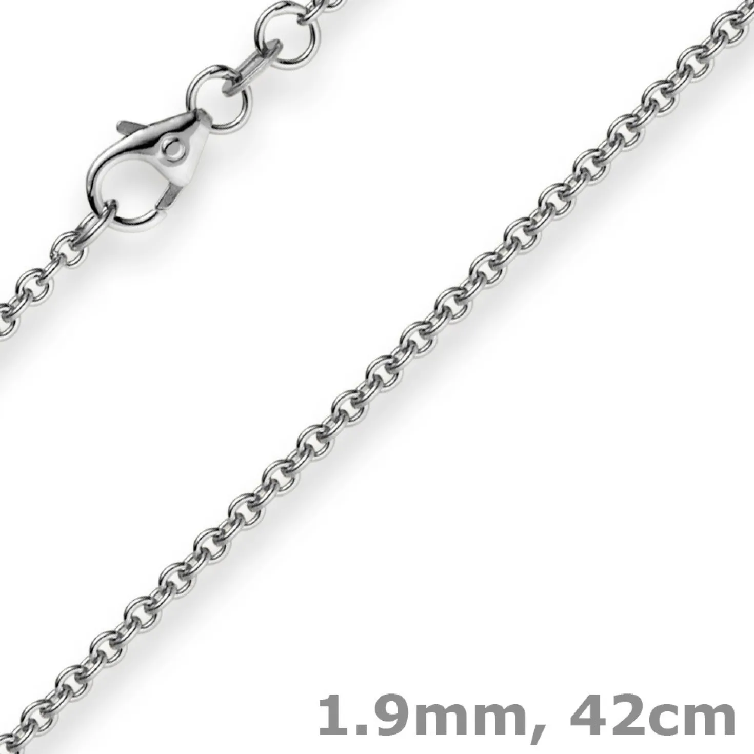 1,9mm Rund-Ankerkette 750 Gold Weißgold Kette Collier Halskette, 42cm