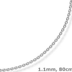 1,1mm Rund-Ankerkette 585 Gold Weißgold Kette Collier Halskette, 80cm
