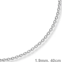 1,9mm Rund-Ankerkette 750 Gold Weißgold Kette Collier Halskette, 40cm