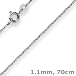 1,1mm Rund-Ankerkette 585 Gold Weißgold Kette Collier Halskette, 70cm