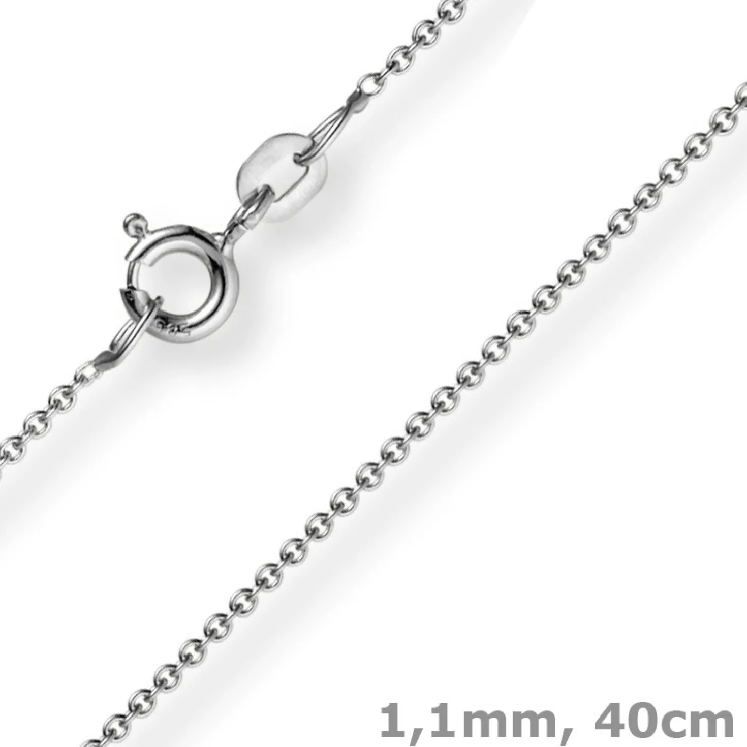 1,1mm Rund-Ankerkette 585 Gold Weißgold Kette Collier Halskette, 40cm