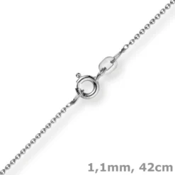 1,1mm Rund-Ankerkette 585 Gold Weißgold Kette Collier Halskette, 42cm