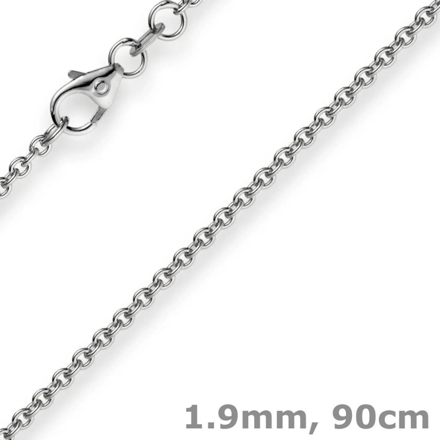 1,9mm Rund-Ankerkette 750 Gold Weißgold Kette Collier Halskette, 90cm