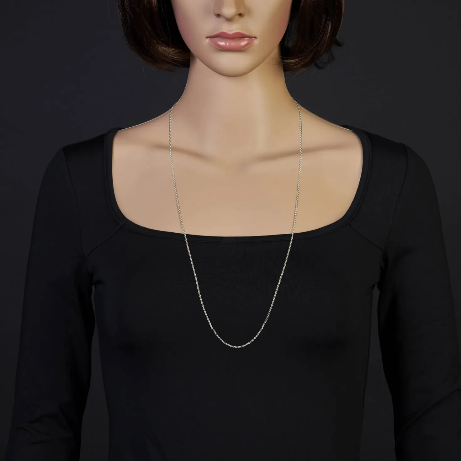 1,9mm Rund-Ankerkette 750 Gold Weißgold Kette Collier Halskette, 80cm