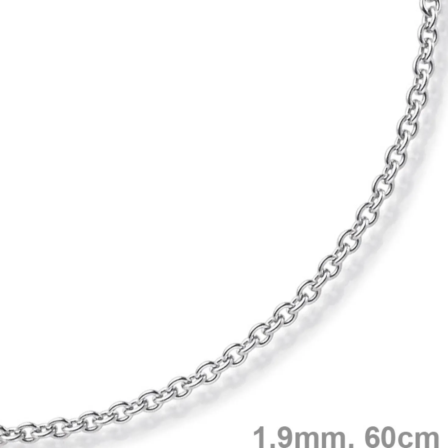 1,9mm Rund-Ankerkette 750 Gold Weißgold Kette Collier Halskette, 60cm