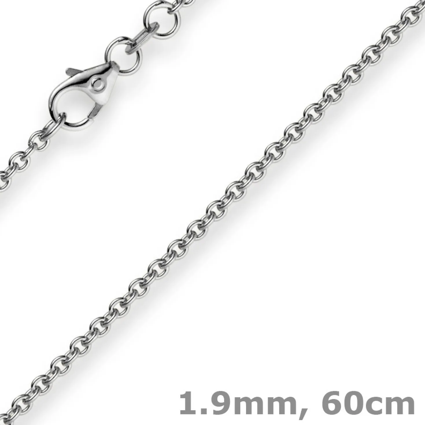 1,9mm Rund-Ankerkette 750 Gold Weißgold Kette Collier Halskette, 60cm