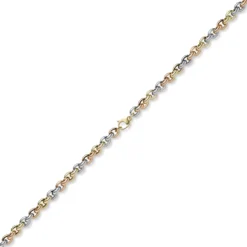 8,5mm Rund-Ankerkette Halskette Phantasiekette aus 585 Gold gelb/rot/weiß 50cm