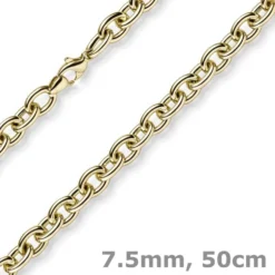 7,5mm Rundankerkette Halskette Collier aus 585 Gold Gelbgold 50cm