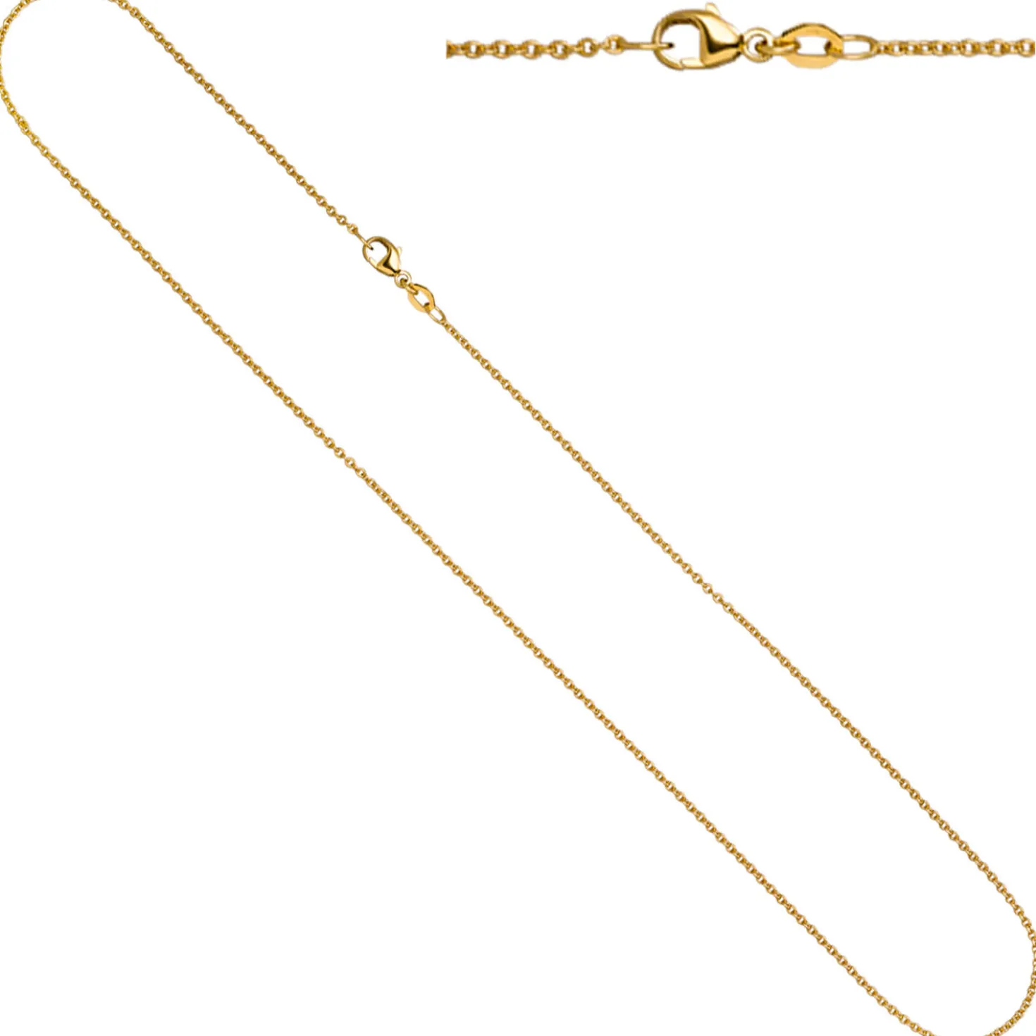 1,5mm Rund-Ankerkette Halskette Collier aus 750 Gold Gelbgold 45cm