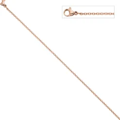 2,2mm Rundankerkette Halskette Collier aus Edelstahl in rotgold Farbe 46cm