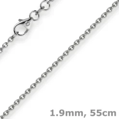 1,9mm Rund-Ankerkette Kette Collier, 585 Gold Weißgold Goldkette, 55cm