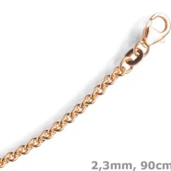 2,3mm Rund-Ankerkette Kette Collier, 585 Gold Rotgold Goldkette, 90cm