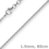 1,9mm Rund-Ankerkette Kette Collier, 585 Gold Weißgold Goldkette, 80cm