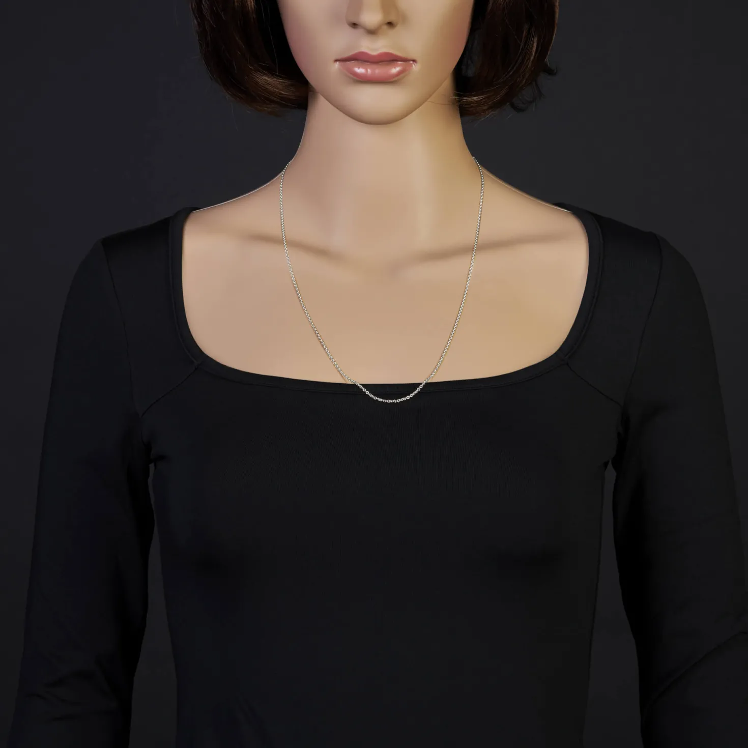 1,9mm Rund-Ankerkette Kette Collier, 585 Gold Weißgold Goldkette, 60cm