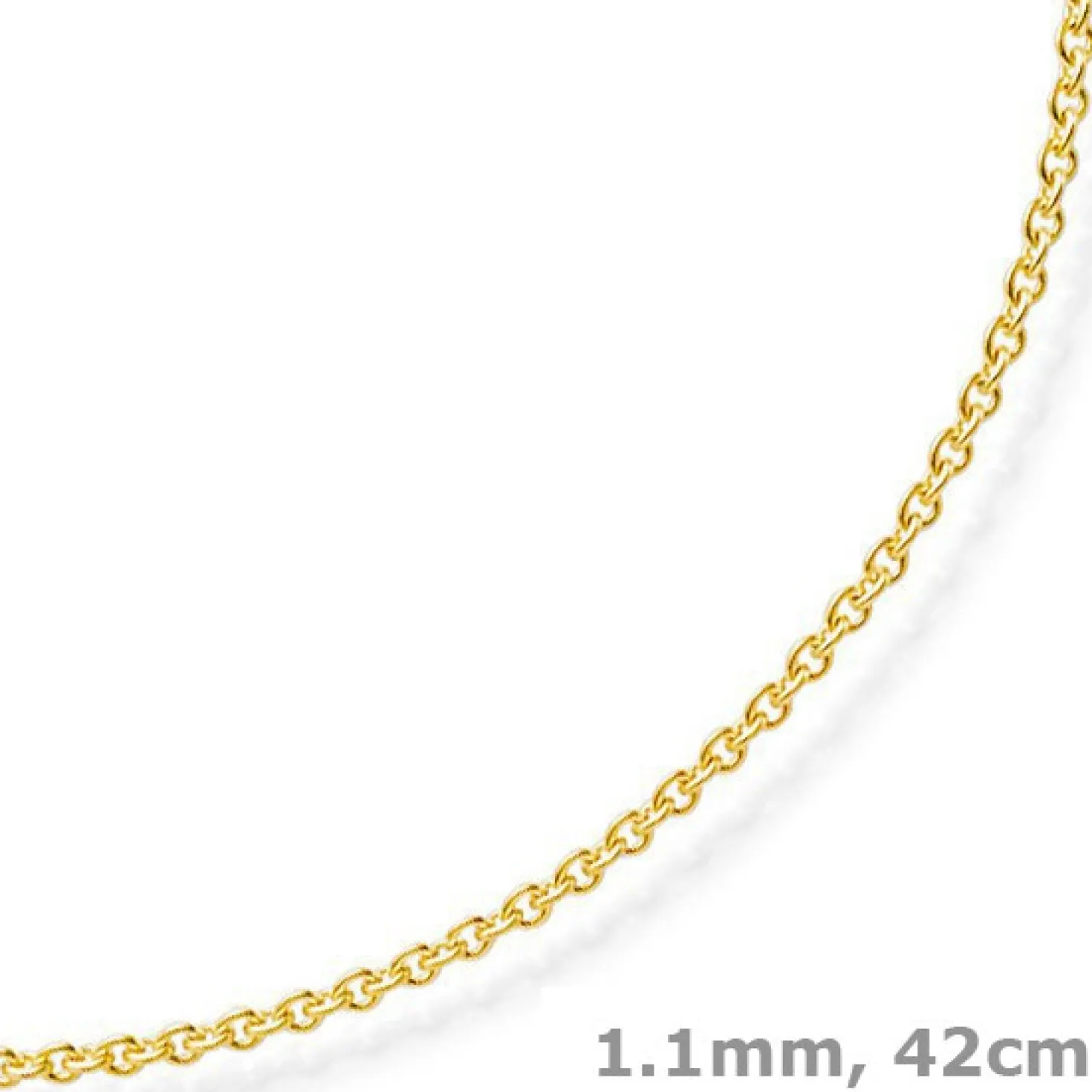 1,1mm Rund-Ankerkette Kette Collier, 585 Gold Gelbgold Goldkette, 42cm