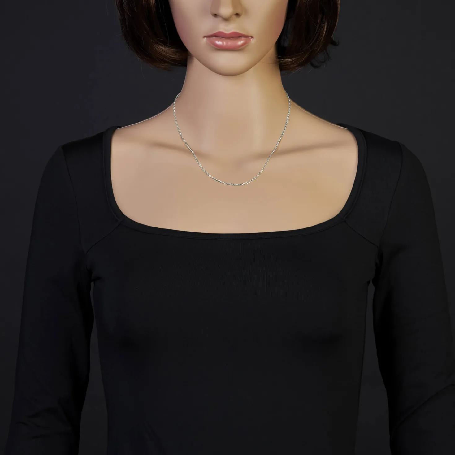 1,9mm Rund-Ankerkette Kette Collier, 585 Gold Weißgold Goldkette, 45cm