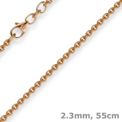 2,3mm Rund-Ankerkette Kette Collier, 585 Gold Rotgold Goldkette, 55cm