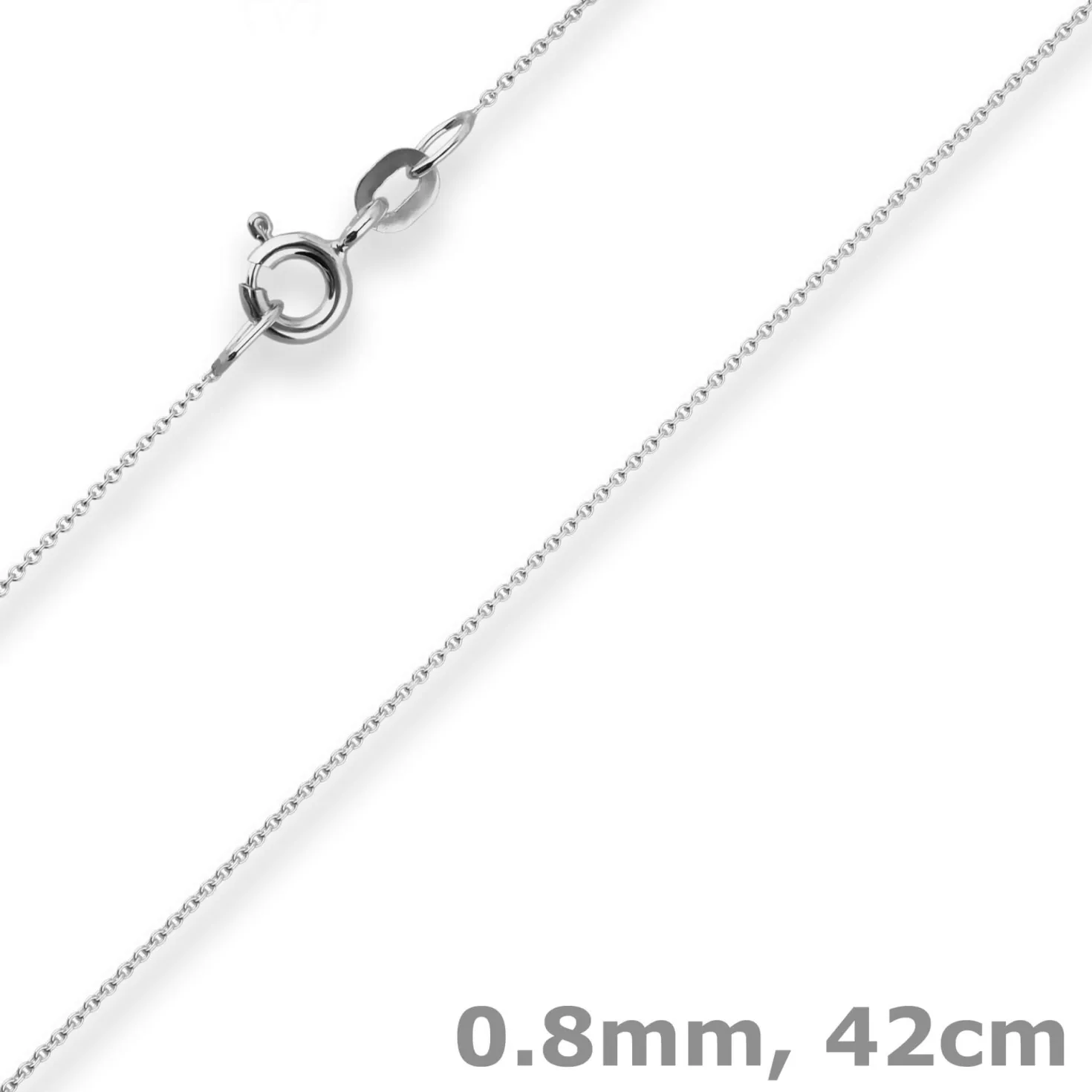 0,8mm Rund-Ankerkette Kette Collier aus 750 Gold Weißgold 42cm mit Zwischenöse