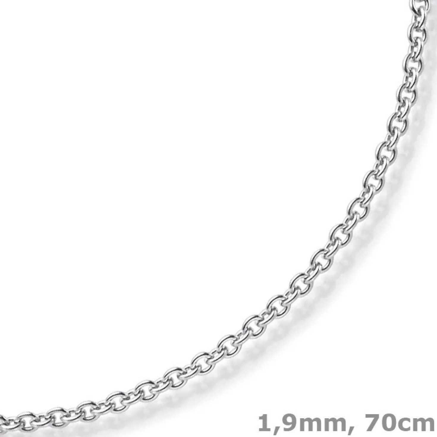 1,9mm Rund-Ankerkette Kette Collier, 585 Gold Weißgold Goldkette, 70cm