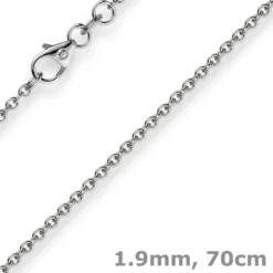 1,9mm Rund-Ankerkette Kette Collier, 585 Gold Weißgold Goldkette, 70cm