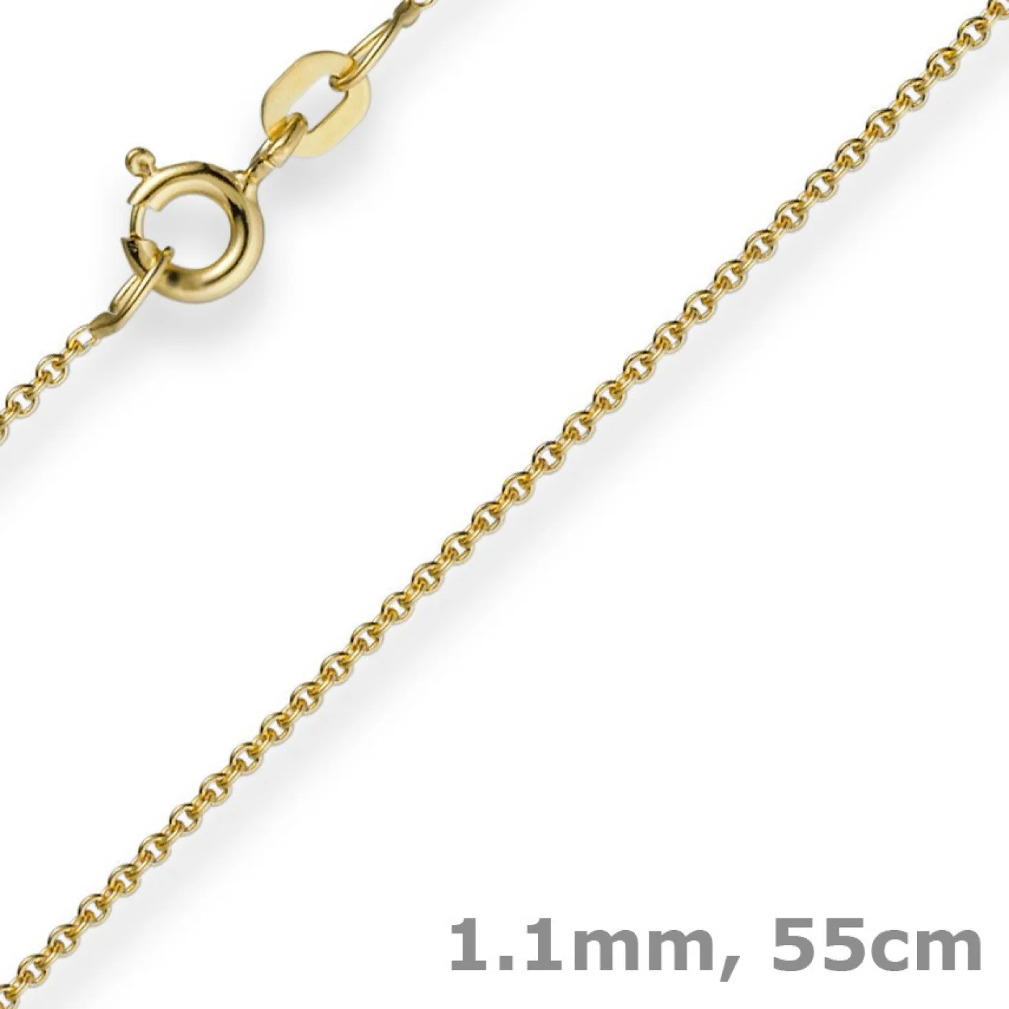 1,1mm Rund-Ankerkette Kette Collier, 585 Gold Gelbgold Goldkette, 55cm