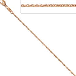1,5mm Rundankerkette Kette Collier aus 585 Rotgold Gold, Goldkette, 45 cm