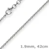 1,9mm Rund-Ankerkette Kette Collier, 585 Gold Weißgold Goldkette, 42cm