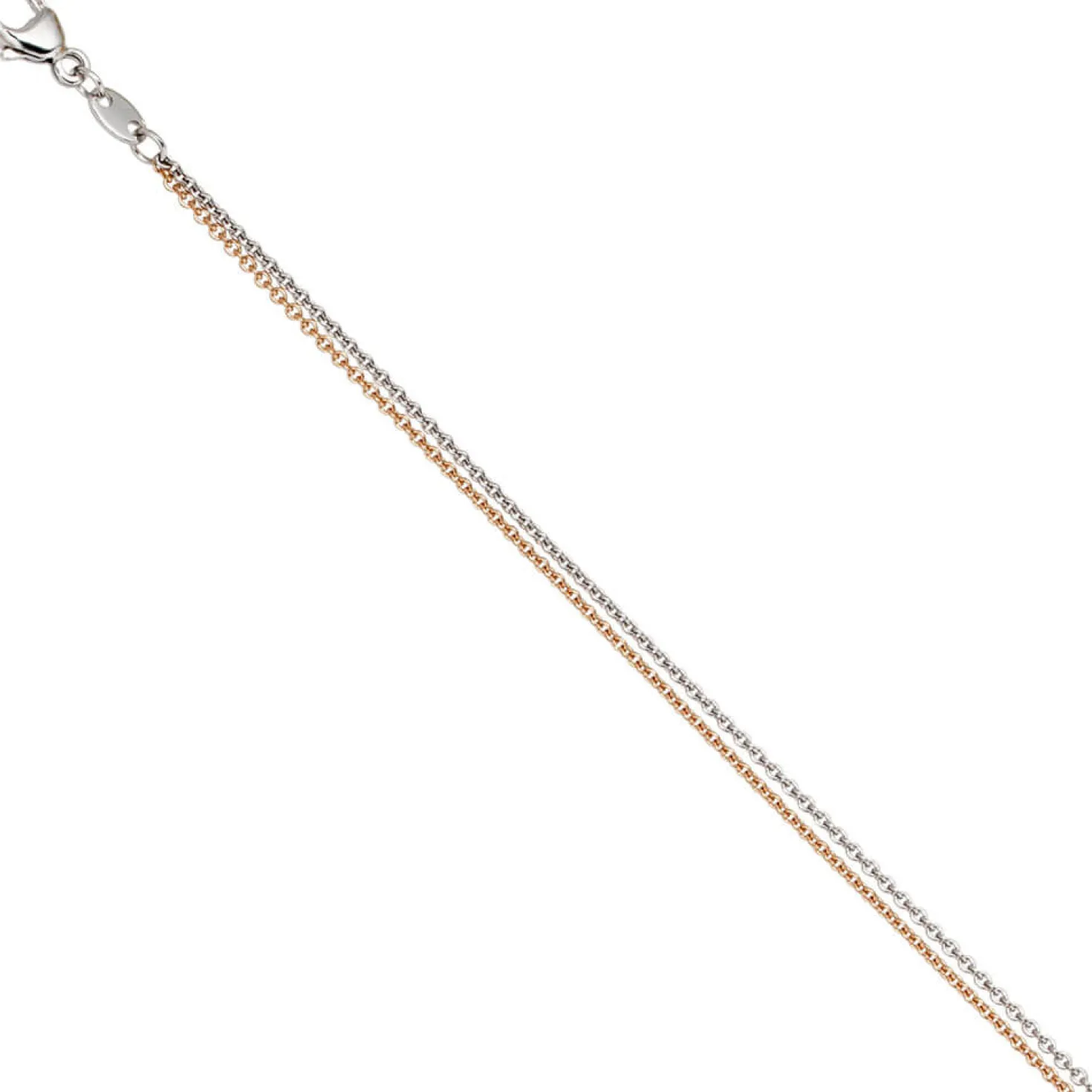 2mm Rundankerkette Kette Collier, 2-reihig, 585 Gold bicolor, Damen, 42cm