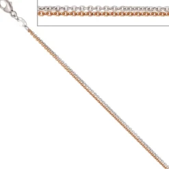 2mm Rundankerkette Kette Collier, 2-reihig, 585 Gold bicolor, Damen, 42cm