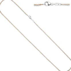2mm Rundankerkette Kette Collier, 2-reihig, 585 Gold bicolor, Damen, 42cm