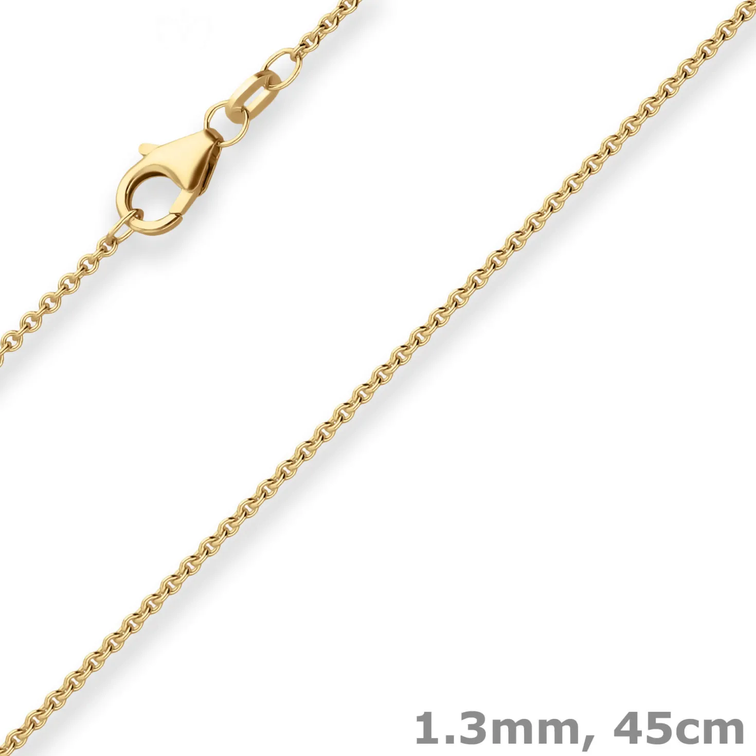 1,3mm Rund-Ankerkette Kette Collier aus 585 Gold Gelbgold 45cm mit Zwischenöse