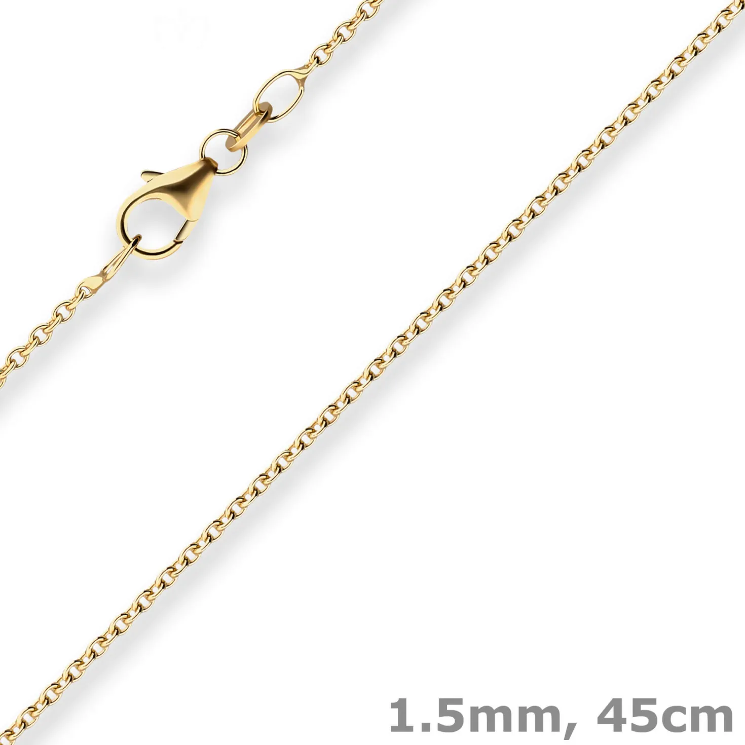 1,5mm Rund-Ankerkette Kette Collier aus 585 Gold Gelbgold 45cm mit Zwischenöse