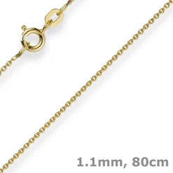 1,1mm Rund-Ankerkette Kette Collier, 585 Gold Gelbgold Goldkette, 80cm