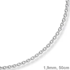 1,9mm Rund-Ankerkette Kette Collier, 585 Gold Weißgold Goldkette, 50cm