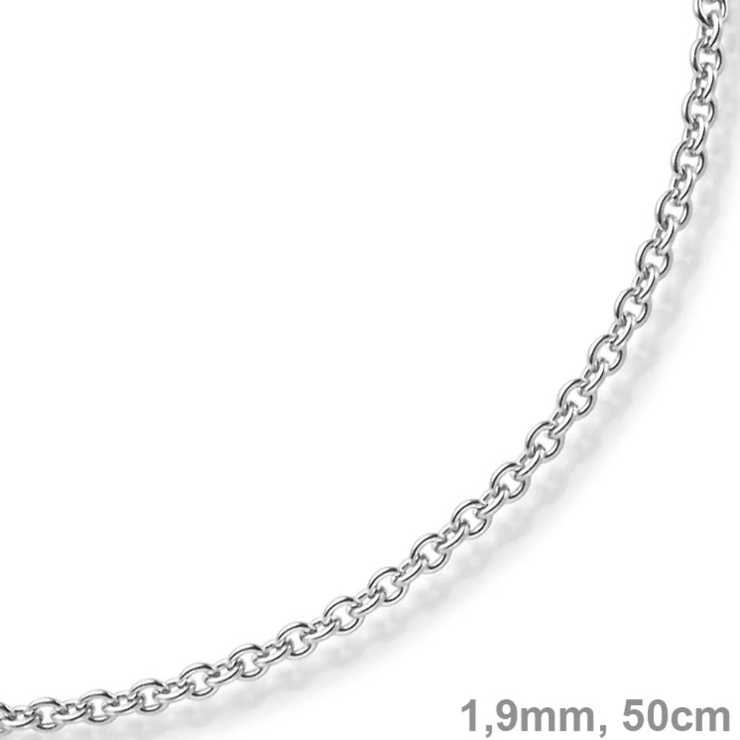 1,9mm Rund-Ankerkette Kette Collier, 585 Gold Weißgold Goldkette, 50cm