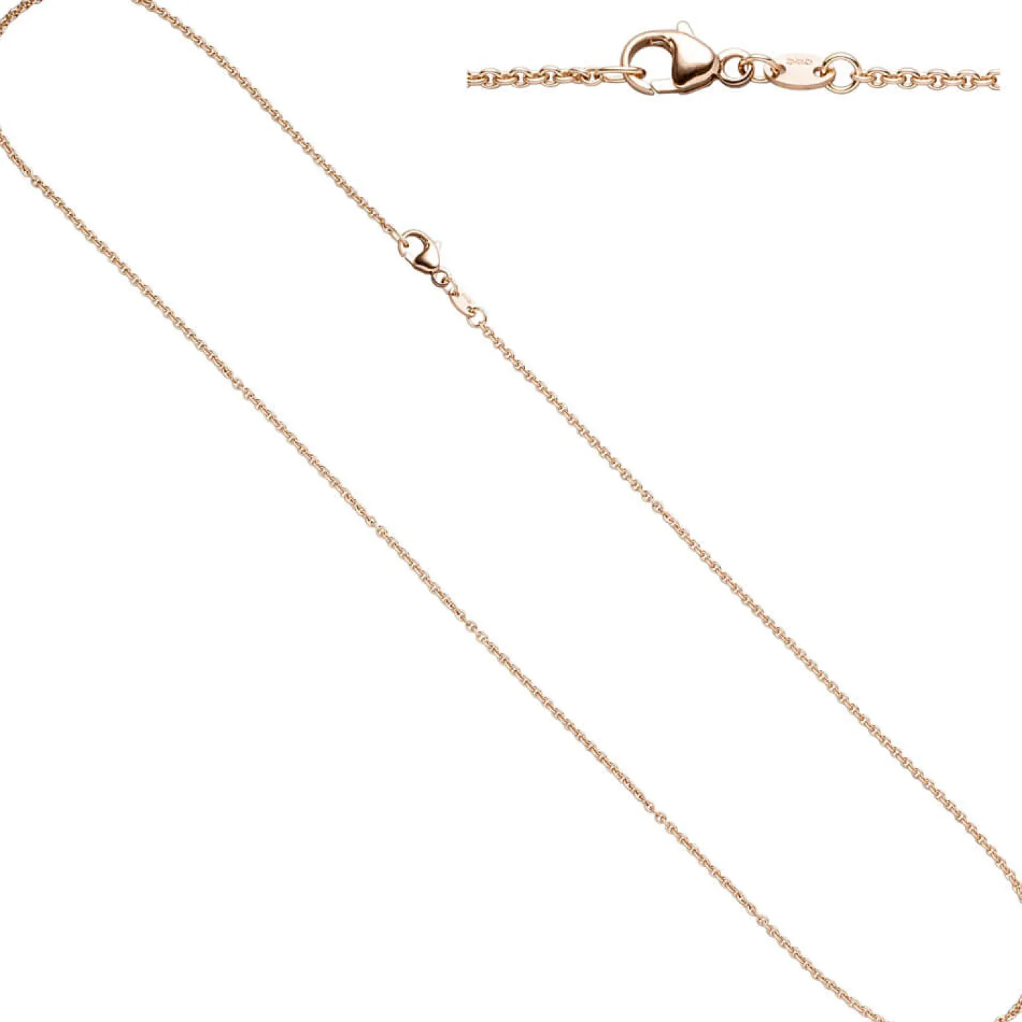 1,5mm Rundankerkette Kette Collier aus 585 Rotgold Gold, Goldkette, 42cm