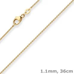 1,1mm Rund-Ankerkette Kette Collier aus 585 Gold Gelbgold 36cm mit Zwischenöse
