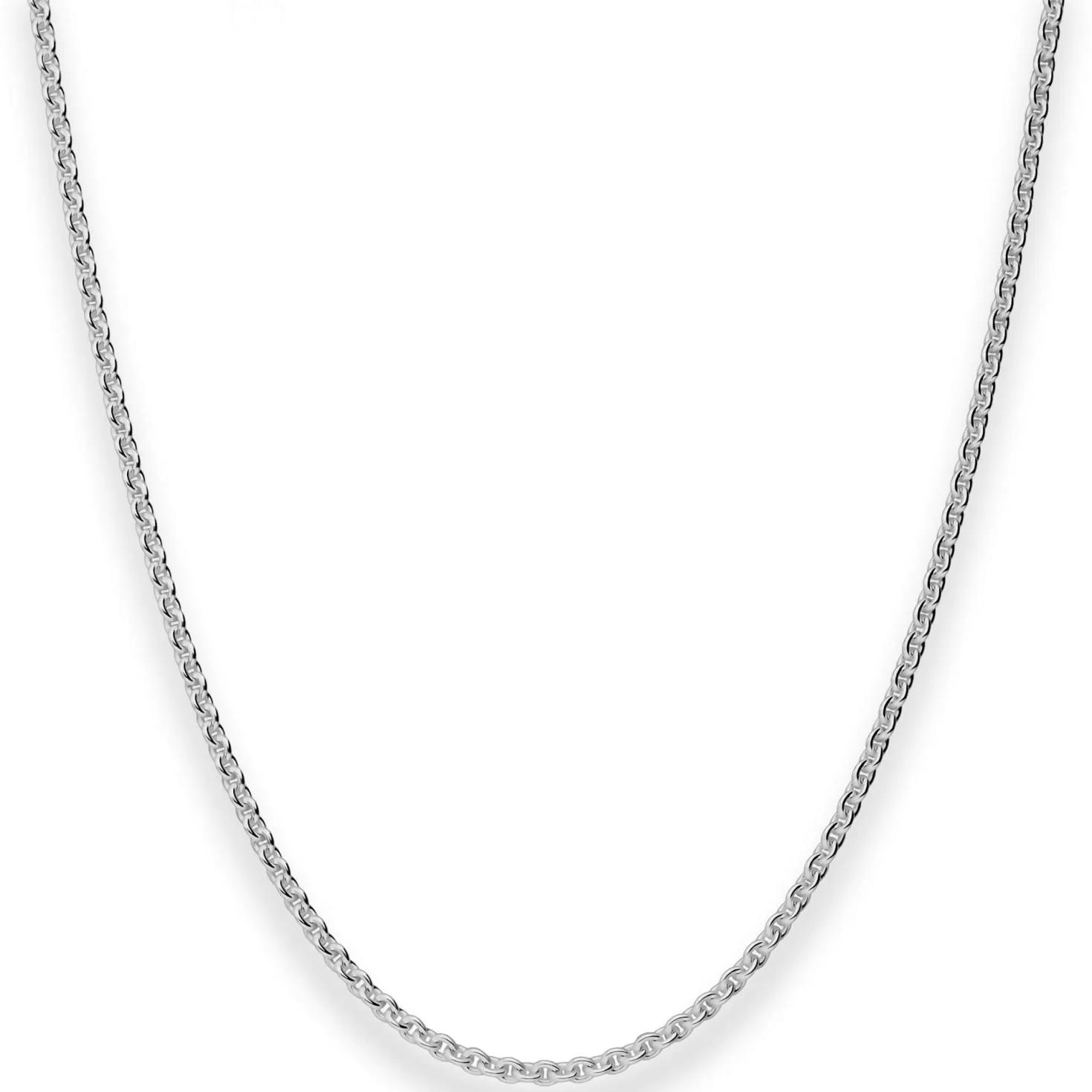 2,4mm Rund-Ankerkette Kette Collier Halskette aus 925 Silber rhodiniert 80cm