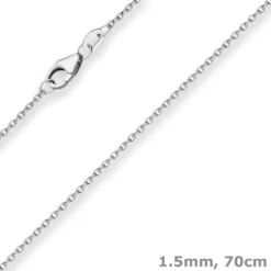 1,5mm Rund-Ankerkette Kette Collier Halskette aus 925 Silber rhodiniert 70cm