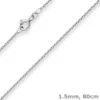 1,5mm Rund-Ankerkette Kette Collier Halskette aus 925 Silber rhodiniert 80cm