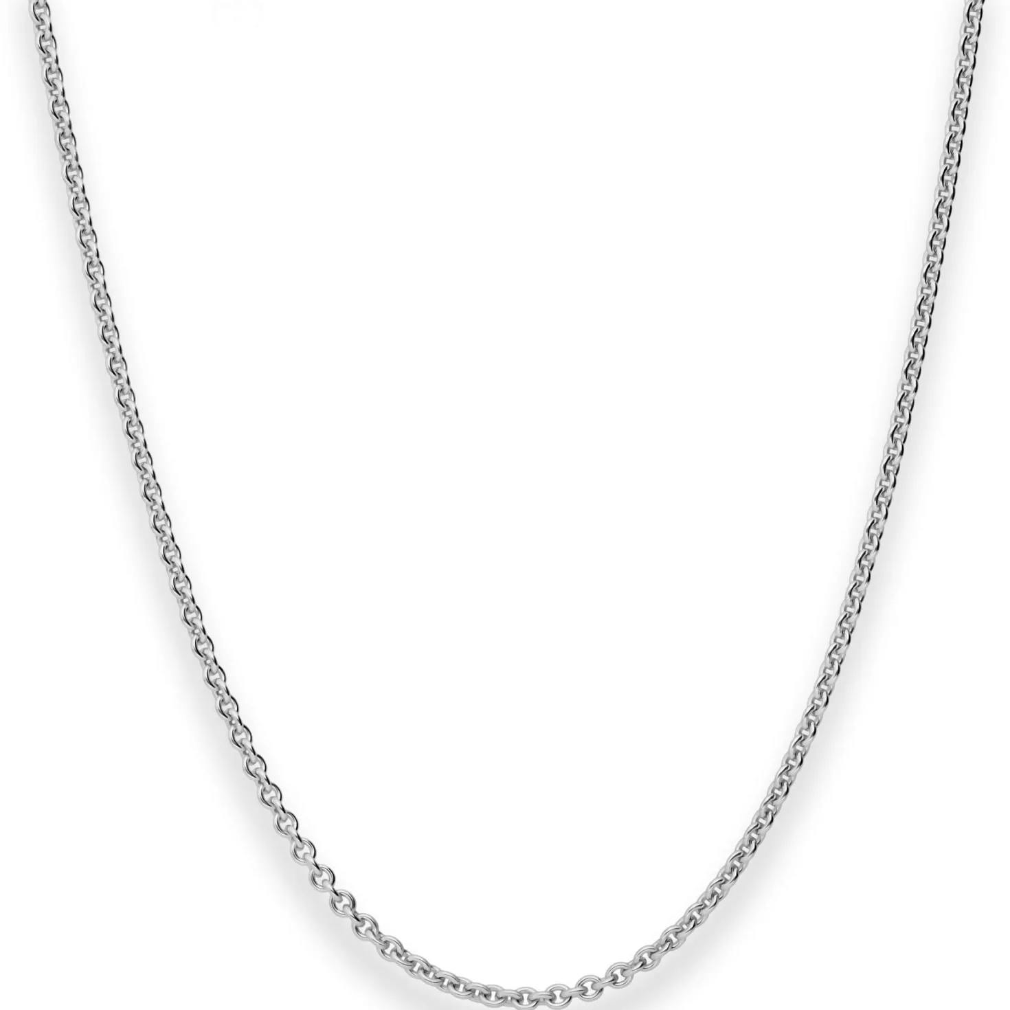 2,4mm Rund-Ankerkette Kette Collier Halskette aus 925 Silber rhodiniert 80cm