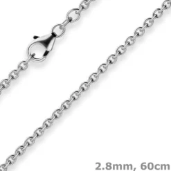 2,8mm Rund-Ankerkette Kette Collier Halskette aus 925 Silber rhodiniert 60cm