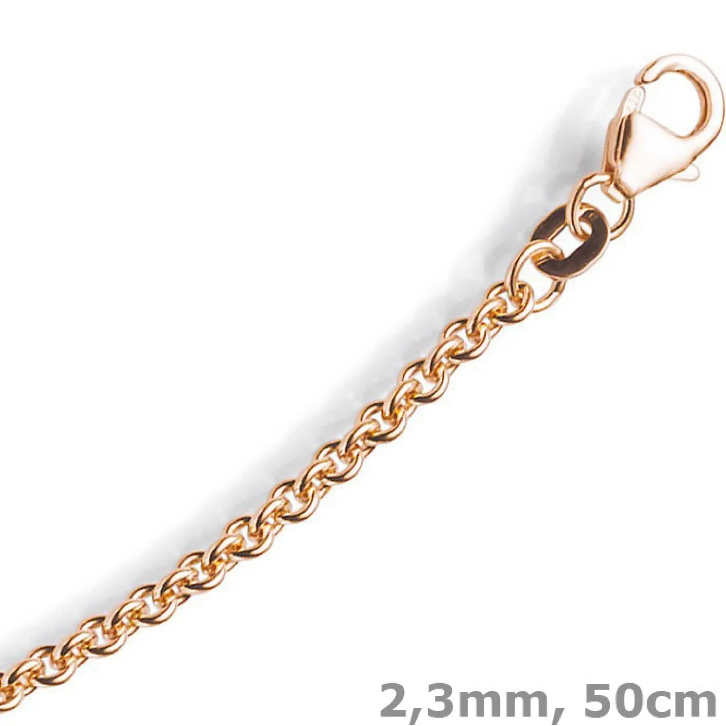 2,3mm Rundankerkette Kette Collier, 750 Gold Rotgold, Goldkette, 50cm