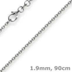 1,9mm Rund-Ankerkette Kette Collier, 585 Gold Weißgold Goldkette, 90cm